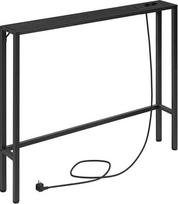 MAHANCRIS Konsolinis staliukas su įkrovimo stotele, 100 cm įėjimo staliukas, siauras šoninis staliukas, prieškambario staliukas su kištukiniais lizdais ir USB jungtimis, metalinis rėmas, skirtas svetainei, miegamajam, juodas ACTBK968UE01