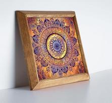 Mandala Sienų menas Medinis rėmas Gėlių menas gyvenamasis kambarys miegamasis Botanikos sienų dekoras akmuo spausdinti Housewarming dovanų Natūralus akmuo