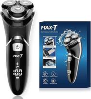 MAX-T Upgraded 3D ProSkin LED skustuvas Vyriškas elektrinis drėgnas ir sausas skustuvas su kelioniniu užraktu ir iššokančiu tiksliu kirptuvu, įkraunamas ir belaidis, dovanos vyrams, juodas