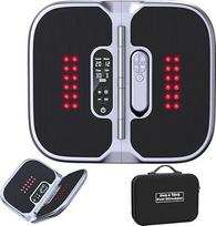 Medic Durchblutungs-Stimulator Beine & Füße mit Rotlichttherapie(660+850NM), EMS Fußmassagegerät mit Doppelter Physiotherapie, Mit magnetischem Fernbedienung und beiliegender Tragetasche