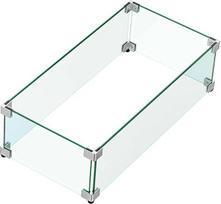 MESIDA 75 x 33 x 15 cm ugniakuras, stiklinis vėjo skydelis, grūdintas stiklas, ugniakuras, stalo ženklas, storas ir tvirtas, su kietu aliuminio kampiniu laikikliu ir guminėmis kojelėmis
