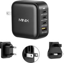 MINIX NEO P3 100W USB C įkroviklis, 4 prievadų GaN sieninis įkroviklis, 3 x USB-C prievado greitojo įkrovimo adapteris (maks. 100W/20W), 1 USB-A (maks. 18W). Suderinamas su "MacBook Pro Air", "iPad Pro", "iPhone 13", 12, "Galaxy S9