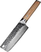 MITSUMOTO SAKARI 17 cm rankomis kaltas virtuvinis peilis, profesionalus japoniškas "Nakiri" virėjo peilis, daržovių peilis, pagamintas iš aukštos kokybės anglinio plieno (Pakkawood rankena)
