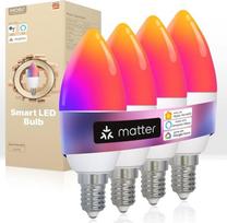 MOES išmanioji lemputė "Matte E14", "WiFi Alexa" LED lemputė RGBCW, WW, reguliuojamas apšvietimas, muzikos sinchronizavimas, 16 milijonų spalvų, suderinama su "Apple HomeKit", "SmartThings", "Alexa", "Google Home", 4 vnt.