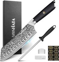MOSFiATA Damasko Santoku peilis aštrus 7 colių virtuvinis peilis Damasko peilis japoniškas peilis virėjo peilis su pirštų apsaugos peilių galąstuvu, kaip dovana