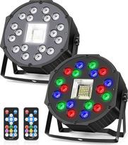 MOSFiATA Party Light RGB LED Par Headlight Strobe Light 2 in 1 Stage Light Disco Light for Parties Disco DJ Weddings Halloween Christmas Set of 2