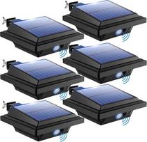 Nauji atvyksta saulės šviesos 6 LED, vandeniui atsparus laiptų apšvietimas lauko šviesos apsaugos sienos apšvietimo kelias saulės energijos šviesos sodo tvoros latakas balkonas, terasa, (pakuotė 8, šiltai balta)