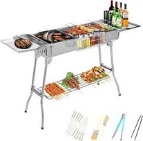Nerūdijančio plieno XXL medžio anglių kepsninė Sulankstomas grilis Camping Grill Sulankstomas BBQ medžio anglių kepsninė Picnic Grill Dvigubas sluoksnis su visais priedais Camping Garden Backyard Picnic