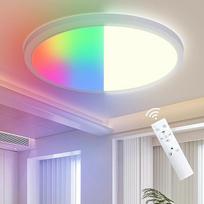 ONDTA LED lubų šviestuvas su reguliuojamu apšvietimu, 45 W RGB neutralios baltos spalvos 4000 K lubų šviestuvas su nuotolinio valdymo pulteliu, IP44, apvalus virtuvės šviestuvas, vonios kambario šviestuvas, skirtas svetainei, miegamajam, žaidimų kambariui