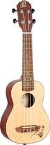 Ortega Guitars RU5-SO Soprano ukulelė su eglės viršūne ir sapele korpusu, satino apdaila, 15 grifų