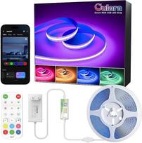 OULARA Smart COB LED juosta RGB 6 m, 24 V reguliuojamo apšvietimo RGB LED juostos šviesa, lanksti LED juosta, veikianti su programėlės valdymu / RF nuotolinio valdymo pultu, skirta "pasidaryk pats" vakarėlių dekoravimui