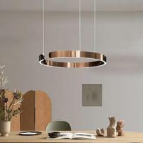 Pakabinamas šviestuvas Modernus LED valgomojo stalo lempa Dimmable pakabinamas šviestuvas Metalinis žiedas Pakabinami žibintai Reguliuojamas aukštis Liustra valgomojo kambario virtuvės apšvietimas Gyvenamasis kambarys lempa Studijos lubų žibintai (Rose Go