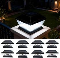 Pakuotė 8 saulės stulpų dangtelių žibintai 7 x 7 8 x 8 9 x 9 10 x 10 12 x 12 15 x 15 LED stulpų dangtelis tvoros šviesa IP65 vandeniui atsparus tvoros stulpų žibintas mediniams metaliniams stulpams sodo apdaila juoda