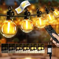 Pasakų žibintai, 30 m G40 LED pasakų žibintai lauke su nuotolinio valdymo pulteliu, 62 lemputės E12, 4 užtemdymo lygiai su laikmačiu, atsparūs oro sąlygoms, sodo balkono, terasos, pavėsinės apšvietimas (100 pėdų/30 m)