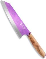 Plys Titan virėjo peilis Kiritsuke japoniškas peilis: 20,5 cm geležtė, aštrus virtuvinis peilis, ergonomiška medinė rankena, itin lengva titano medžiaga (Aurora Purple)