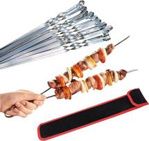 Profesionalūs BBQ nerūdijančio plieno kepsnių iešmai, ypač platūs: 1 cm, ypač tvirti, 2 mm storio (pakuotė po 25, 60 cm) Mėsos iešmai, Mangal, Schampura, iešmai, Kebabas, iešmai, Kebap, iešmai, kepsnių iešmai