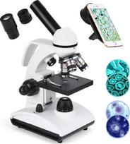 Profesionalus mikroskopas suaugusiesiems su telefono adapteriu, mikroskopo stikliukų rinkinys mokyklinei laboratorijai, namams, biologiniams moksliniams tyrimams