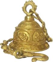 Purpledip žalvarinis šventyklos varpas 5 Ganeshas retos kolekcijos skulptūra su mantros užrašu (12174)
