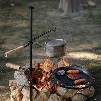 Reguliuojamas pasukamas laužo grilis Sunkiosios paskirties grilis Plieninės grotelės HZGAMER Over Fire Pit Camping Grill, skirtas lauko kepsninei virš atviros ugnies