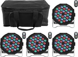 RGB LED Par prožektorius su krepšiu, 4 dalys, 72 W scenos žibintai su nuotolinio valdymo pulteliu, diskotekų šviesos, vakarėlių šviesos, 9 režimai, baro, klubo, šou, vestuvių, Kalėdų apšvietimas