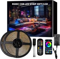 RGB+IC COB LED juosta 12 m 24 V Dimmable, LED juostelės šviesos juosta su maitinimo šaltiniu RF nuotolinio valdymo pultas ir programėlės valdymas, muzikos sinchronizavimas virtuvės miegamojo apdailai