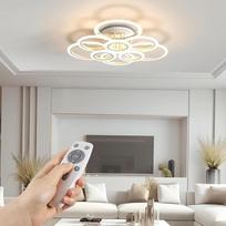 RUYI modernus lubinis svetainės šviestuvas su nuotolinio valdymo pulteliu, 9 žiedai, svetainės lubų šviestuvas 120 W 10800 LM, svetainės LED šviestuvas svetainei, miegamajam, virtuvei, prieškambariui, balkonui, valgomajam, baltas, 2800-7000 K