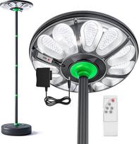Saulės gatvės apšvietimas su 240 cm aukščio šviesos stulpu, 780 vienetų LED karoliukų saulės prožektorių su judesio jutikliu ir šviesos jutikliu, vandeniu užpildomas pėdų laikmatis, sodo apsaugos šviesos saulės šviesos, skirtos lauke