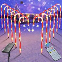 Saulės kalėdiniai "Candy Cane" pasakų žibintai, 12 72 LED "Candy Cane" žibintų pakuotė, Kalėdų dekoracijos, 8 režimai, saulės kalėdiniai žibintai, lauko, vandeniui atsparūs saulės žibintai, Kalėdų sodo dekoracijos