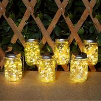 Saulės žibintai sodui - AUTOLA Pack of 6 Solar Mason Jar Light 30 LED saulės žibintai Saulės žibintai lauko vandeniui atsparus saulės žibintas dekoracijos lauko žibintas vestuvių žibintas balkonas sienos stalas medis