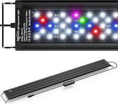 SEAOURA akvariumo LED apšvietimas, pilno spektro akvariumo apšvietimas su automatinio įjungimo/išjungimo laikmačiu, 10 ryškumo lygių, reguliuojamas, 3 šviesos režimai 77-90 cm gėlo vandens akvariumui, 22 W