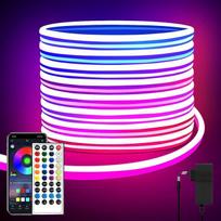 Segrass 10 m LED neoninė juosta su programėlės valdymu, nuotolinio valdymo pultu, IP65 vandeniui atspari lanksti RGB juosta, 24 V juostos virvės lempa, skirta miegamojo, kambario ir lauko apdailai