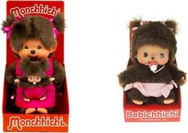 Sekiguchi 236200 Original Monchhichi Mother with Baby & 235380 Original Bebichhichi Girl Plush Toy