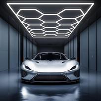 Šešiakampė garažo šviesa - šešiakampiai LED lubų šviestuvai automobilių remontui, skirti garažams, parduotuvėms, sporto salėms, biurams