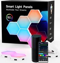 Šešiakampės LED sieninės plokštės, 10 išmaniųjų programų šešiakampių LED sieninių šviestuvų, sinchronizuojančių muziką, žaidimų LED darbas su "Alexa", skirtų svetainei, žaidimų kambario priedams (10)