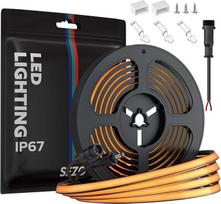 SEZO 24 V 3000 K šiltai balta FCOB COB LED juosta 5 m 320 LED/m IP67 vandeniui atspari COB LED šviesos juosta Dimmable LED juosta Didelio tankio šviesos plotis 10 mm, skirtas namų šalis Dekoravimas PCB juoda