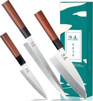 SHANGDAO japoniškų virtuvės peilių rinkinys, 3 dalių "Gyuto Sushi" virėjų peilis, Yanagiba Deba virtuvės peilis, virėjo peilis, aukščiausios kokybės vokiškas nerūdijantis plienas ir tradicinė medinė rankena, dovanų dėžutė
