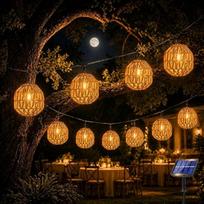 Shengruili 10 LED saulės šviesos diodų pasakų žibintai lauke, LED saulės rotango kamuolys žibintas, vandeniui atsparūs pasakų žibintai, lauko saulės žibintai, saulės žibintai balkonas sodas lauke lauko sodo saulės žibintai
