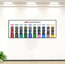 Sieninis laikiklis "Lego Speed Champions F1", suderinamas su 10 lenktyninių automobilių 77242-77251, 110 x 40 cm sieninė lenta "Lego" automobiliams, balta (modeliai neįtraukti)