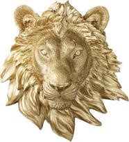 Sienų žavesio liūtas mini aukso spalvos - dirbtinė galva biustas sumontuotas Fauxidermy dekoratyvinis netikras dervos gyvūnų replika Mount Taxidermy Decor Art