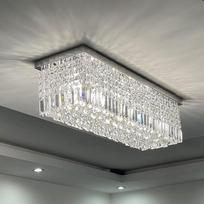 Šiuolaikiniai K9 kristalų šviestuvai, stačiakampio formos lašelių elegantiška lubų šviesa, chromo įleidžiama LED pakabinama šviesa gyvenamajam kambariui, valgomajam, laiptai, svetainė, baras, klubas