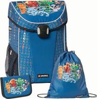 SKANDO BAGS Ninjago Easy Light mokyklinio krepšio rinkinys - vaikams pritaikytas dizainas su erdvia kuprine, skyreliu pietų dėžute ir šviesą atspindinčiais elementais, Lego Ninjago, šeima