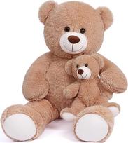 SNOWOLF FamilyBears Teddy Bears Didelis pliušinis meškiukas Pliušinis žaislas Teddy Bear lėlė vaikams Draugė (šviesiai ruda, 39 colių/100 cm)