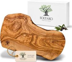 SOLTAKO "The Catania Rustic Board" alyvuogių medienos lenta (43-45 cm) Alyvuogių medienos pjaustymo lenta, medinė lenta, pusryčių lenta, kepsnių lenta, natūralaus pjovimo lenta (43 x 20 x 2 cm)
