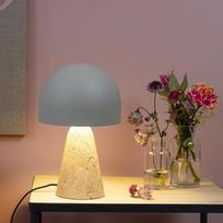 Stalinis šviestuvas "Lightbox Mushroom" - stalinis šviestuvas su travertino akmens pagrindu - šviestuvas svetainei, miegamajam ir palangei - be E14 LED