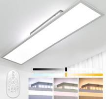 Stropinis LED šviestuvas, reguliuojamas, 120 x 30 cm, su atminties funkcija, 52 W lubinis šviestuvas su nuotolinio valdymo pulteliu, 2700 K - 6500 K stačiakampio formos LED skydelis, vonios kambario šviestuvas, šiltai baltas, šaltai baltas, skirtas biurui