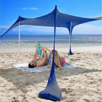 SUN NINJA Paplūdimio palapinė, SPF 50+ saulės burė, su smėlio kastuvu, kuoliukais ir stabilumo stulpais, lauko stoginė nuo saulės, skirta stovyklavimui, kelionėms, žvejybai, pramogoms sode ir piknikams