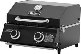 TAINO Platinum Compact Dark Table Grill, 2 degikliai, dujinė kepsninė, kompaktiška kempingo mini kepsninė, nešiojamoji kepsninė