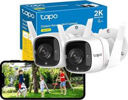 Tapo C310P2 2 vnt. 2K laidinė lauko stebėjimo kamera, lauko kamera, be mėnesinio mokesčio, dirbtinio intelekto aptikimas, išplėstinis naktinis matymas, dvipusis pokalbis, IP66 apsauga nuo oro sąlygų, veikia su "Alexa