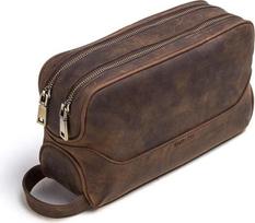 Tikros odos dvigubo užtrauktuko tualeto reikmenų krepšys vyrų Dopp Kit kelionių buteliai