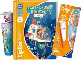 tiptoi Ravensburger rinkinys: Siūlomas rinkinys: Skaitymas Lausch-Abenteuer | Tiefsee (Knyga vaikams) + 00801 Rašiklis su įrašymo funkcija + 1x Sukurti lipduką